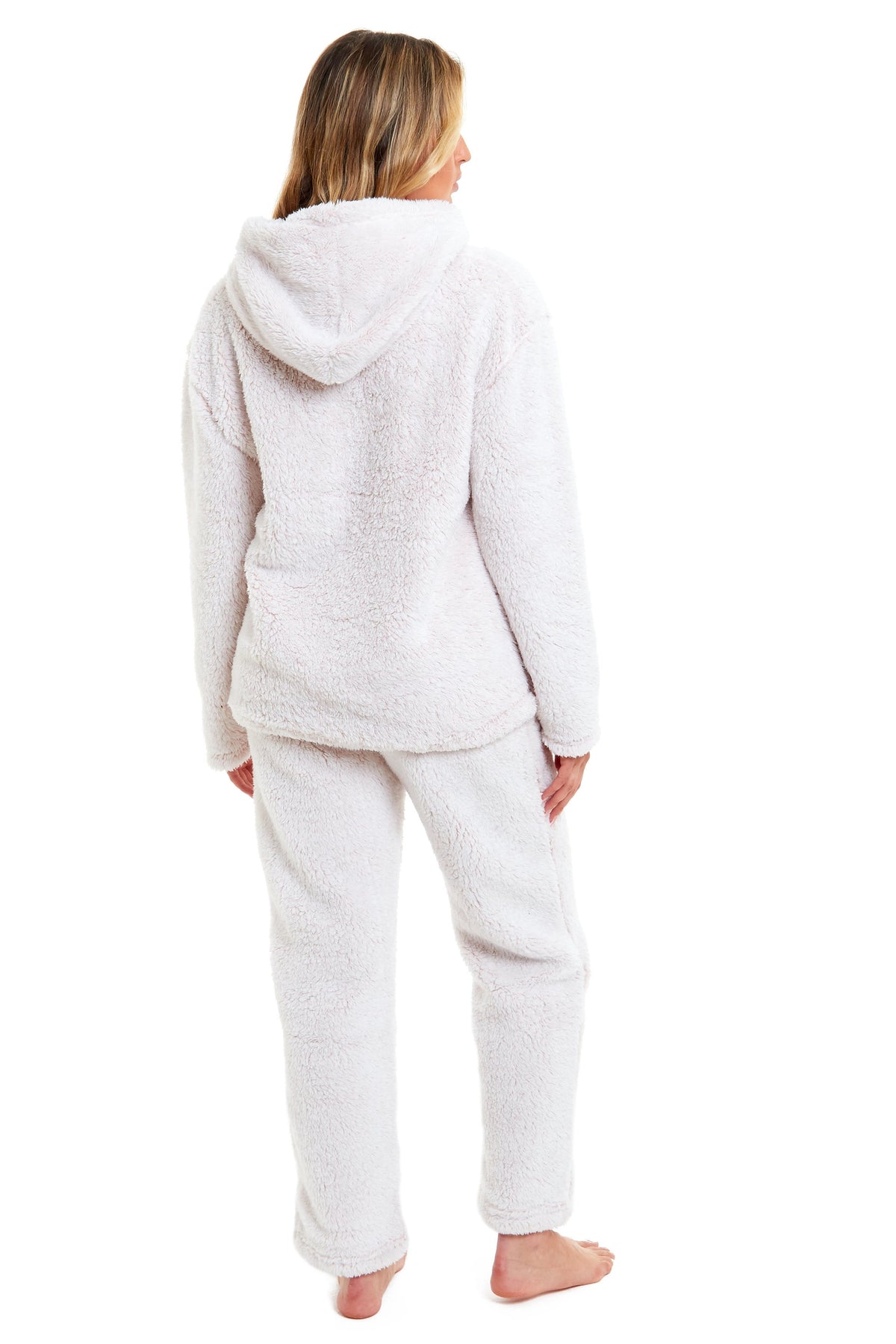 OLIVIA ROCCO Womens Pink Plush Fleece Hooded Pyjama Set Sizes 8 22 Ladies Loungewear