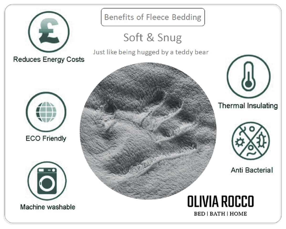 OLIVIA ROCCO Leaf Print Teddy Duvet Set With Reversible Sherpa Fleece Ultra Soft Winter