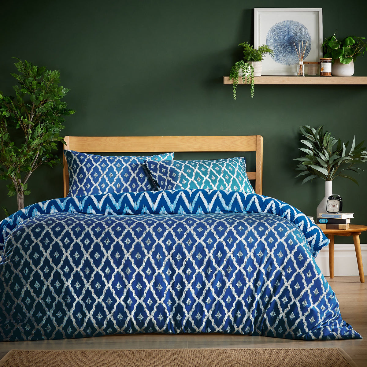 OLIVIA ROCCO Duvet Cover Set With Pillowcases Madeira Sapphire Super Soft Flannel