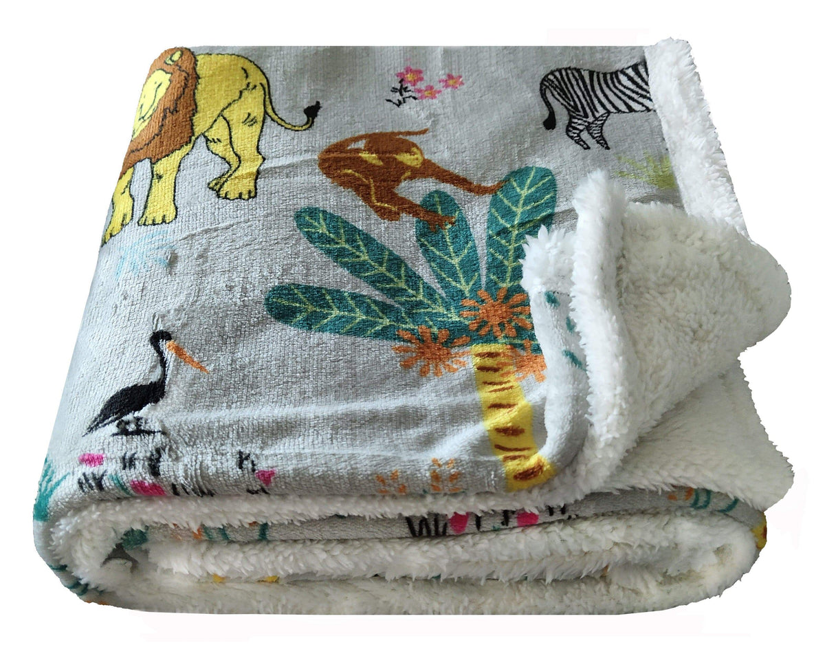 OLIVIA ROCCO Jungle Safari Animal Kingdom Kids Teddy Fleece Bedding Set With Lions