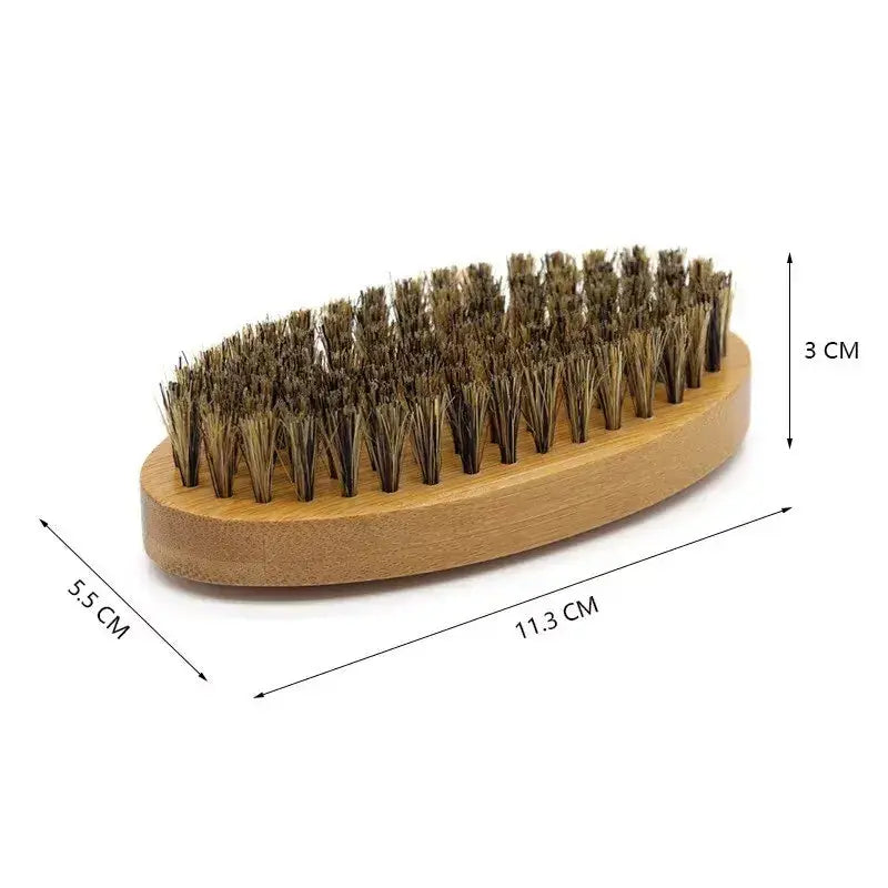 SERRATED Boar Bristle Beard Brush – Natural Wooden Handle