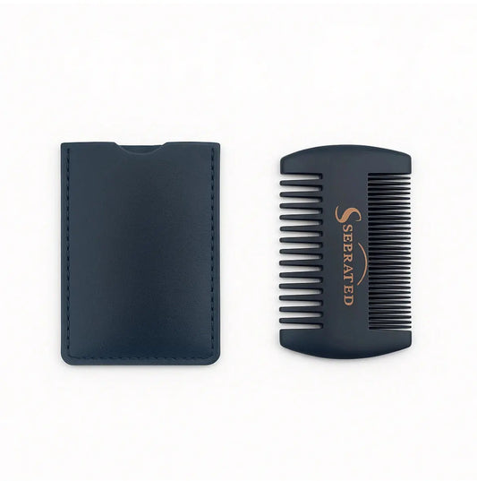 SERRATED Wooden Beard Comb with Case - Mens Tool