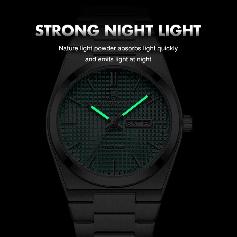 BINBOND Men Watch Stainless Steel Top Quailty Luxury Push Button Hidden Clasp Waterproof