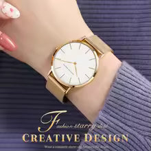 New Women Bracelet Watch 1 Set Japan Quartz Movement Simple Rose Gold Stainless steel