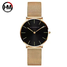 New Women Bracelet Watch 1 Set Japan Quartz Movement Simple Rose Gold Stainless steel