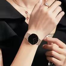 New Women Bracelet Watch 1 Set Japan Quartz Movement Simple Rose Gold Stainless steel