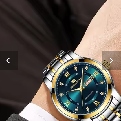 VAVAVOOM Men's Watch Fashion Trend Double Calendar Night  Waterproof Steel Strip Business