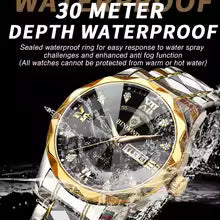 BINBOND Men Watch Stainless Steel Top Quailty Luxury Push Button Hidden Clasp Waterproof