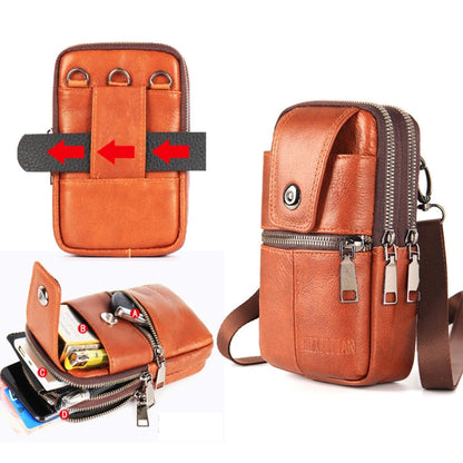 KUNQITIAN Mobile Phone Waist Bag Belt Leather Case With Shoulder Strap, Size: M(Black)