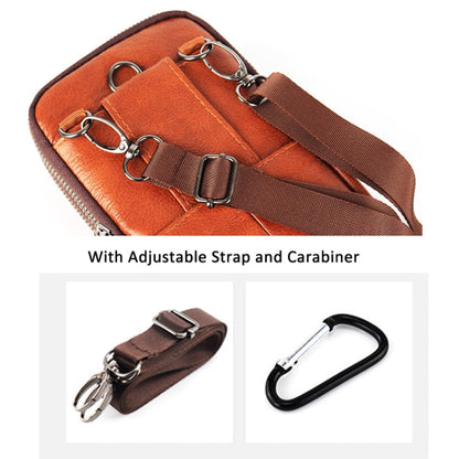KUNQITIAN Mobile Phone Waist Bag Belt Leather Case With Shoulder Strap, Size: M(Black)