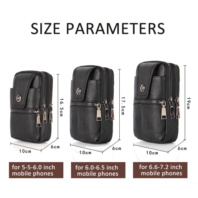 KUNQITIAN Mobile Phone Waist Bag Belt Leather Case With Shoulder Strap, Size: M(Black)