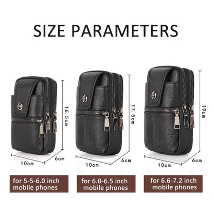 KUNQITIAN Mobile Phone Waist Bag Belt Leather Case With Shoulder Strap, Size: M(Black)