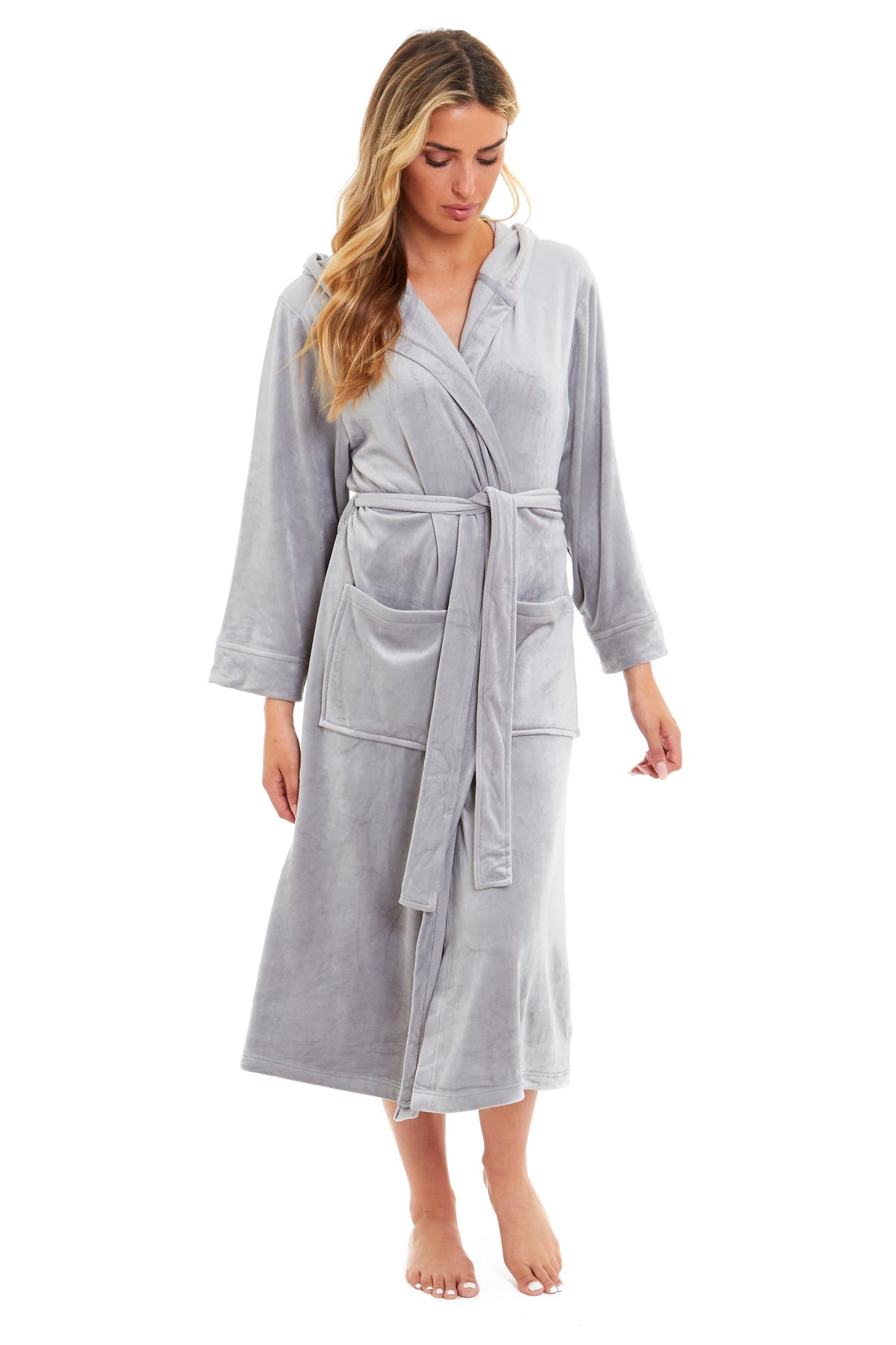OLIVIA ROCCO Women's Velour Hooded Bathrobe Soft Touch Loungewear One Size Plush Comfort