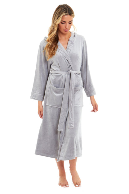 OLIVIA ROCCO Women's Velour Hooded Bathrobe Soft Touch Loungewear One Size Plush Comfort