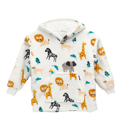 OLIVIA ROCCO Daisy Dreamer Kids Hoodie Blanket Safari Sloth Wearable Sweatshirt for Cosy Home Layering