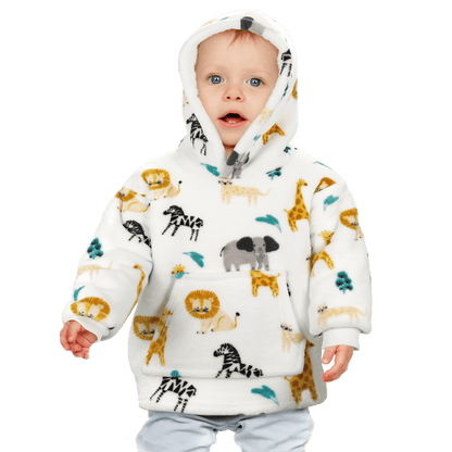 OLIVIA ROCCO Daisy Dreamer Kids Hoodie Blanket Safari Sloth Wearable Sweatshirt for Cosy Home Layering