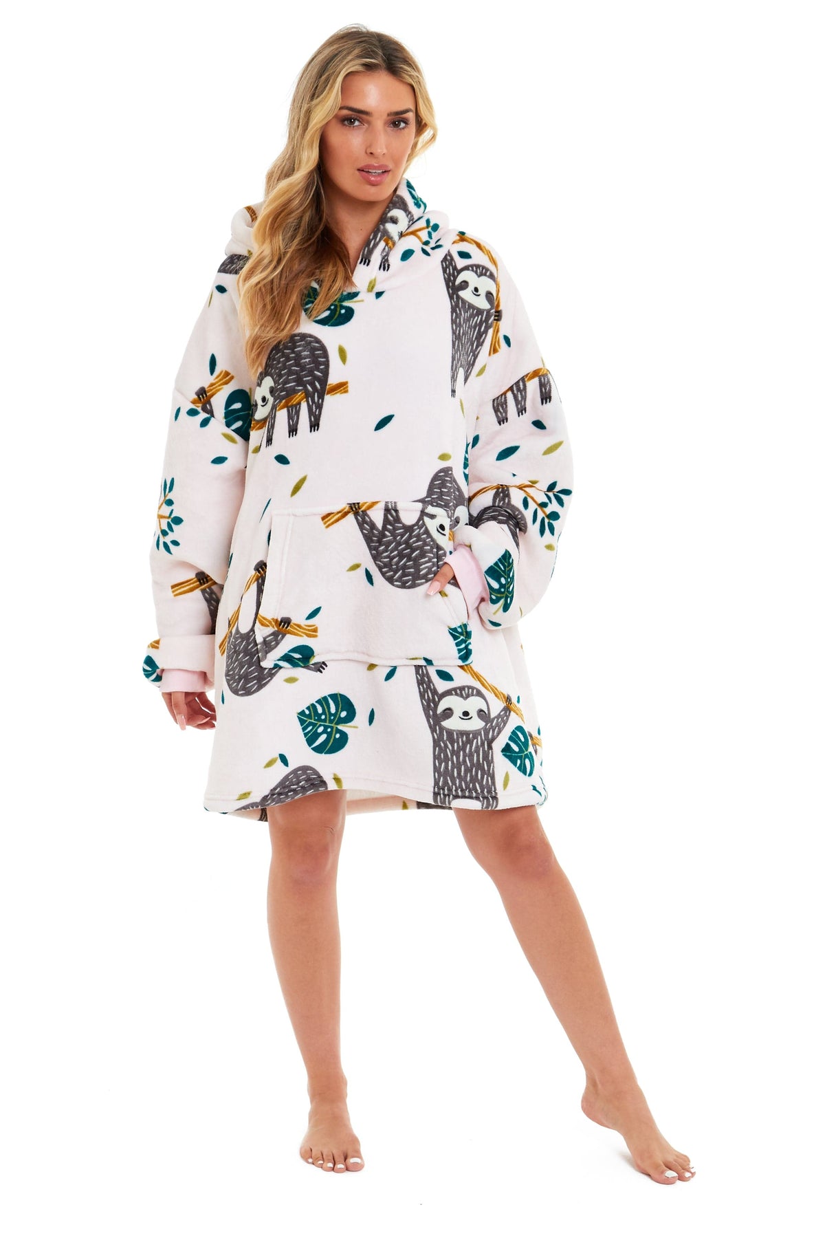 OLIVIA ROCCO Oversized Sloth Hoodie Blanket With Reversible Sherpa Fleece Giant 6XL