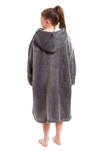 OLIVIA ROCCO Kids Oversized Hooded Fleece Blanket With Sherpa Fur Elastic Cuffs Easy-Care Sofa and Bedroom Throw