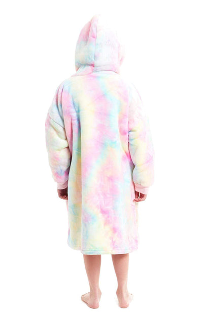 OLIVIA ROCCO Kids Oversized Hooded Fleece Blanket With Sherpa Fur Elastic Cuffs Easy-Care Sofa and Bedroom Throw