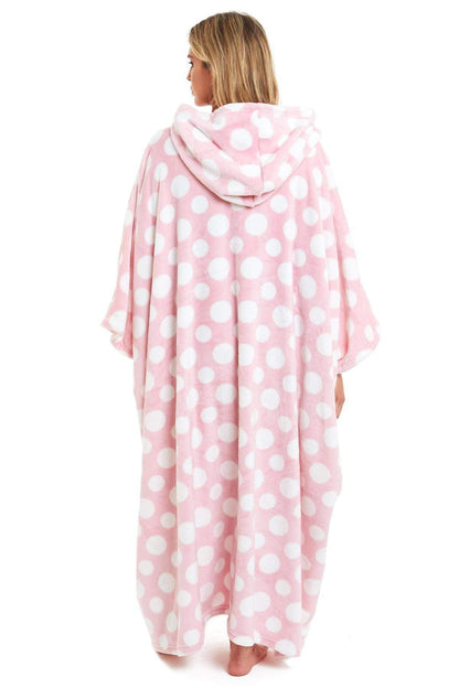 OLIVIA ROCCO Oversized Hooded Fleece Poncho Blanket Stars Polka Dots Easy Care for Cosy Home Layering