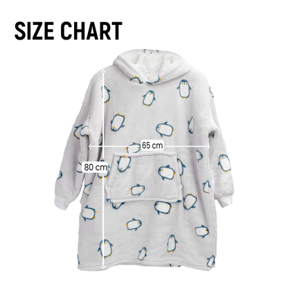 OLIVIA ROCCO Kids Oversized Hooded Penguin Blanket Hoodie Ultra Soft Sherpa Flannel