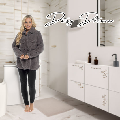 OLIVIA ROCCO Womens Sherpa Top And Leggings Lounge Set With Double Pockets Long Sleeve