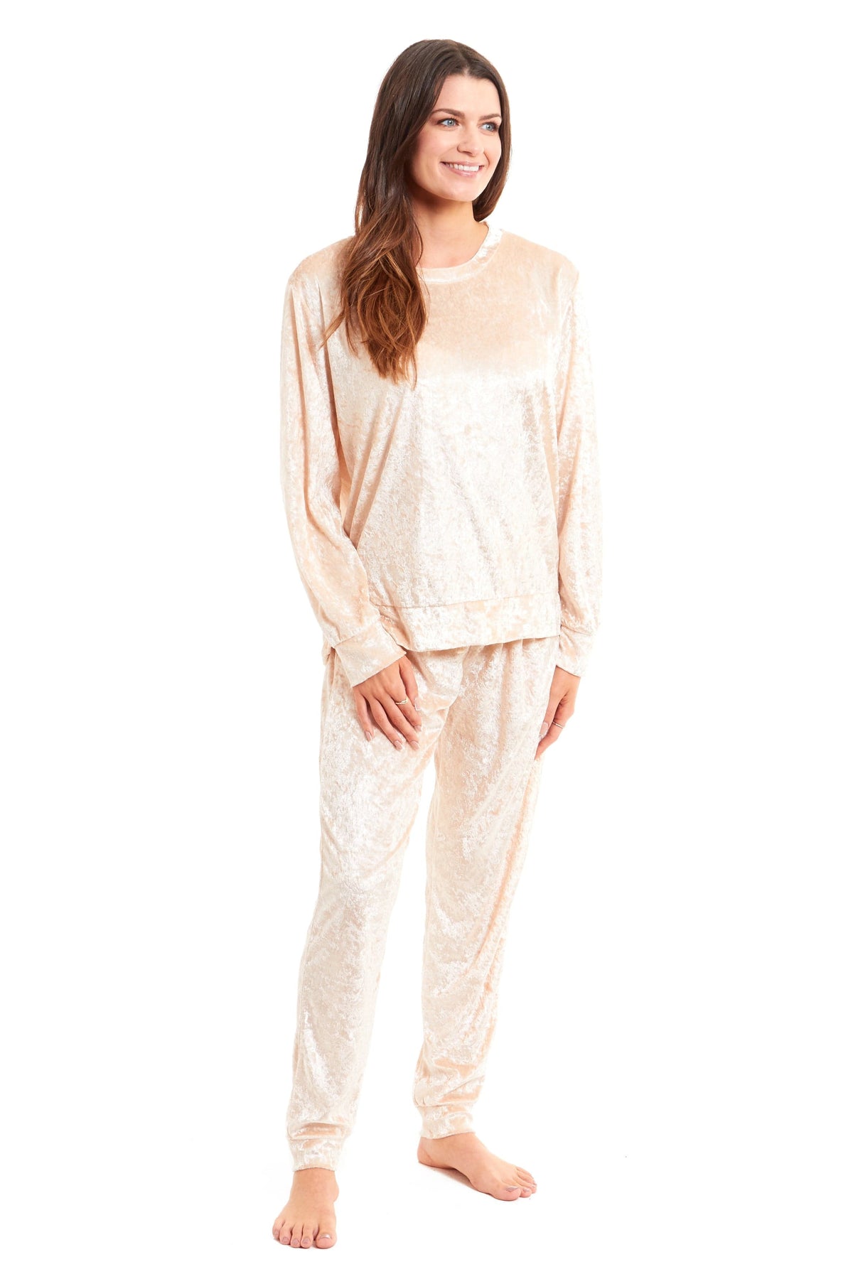 OLIVIA ROCCO Women's Crushed Velvet Pyjama Set Top And Pants Soft Loungewear In Multiple