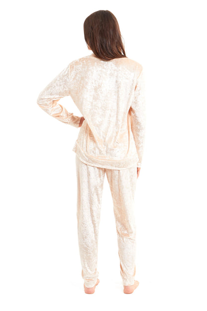 OLIVIA ROCCO Women's Crushed Velvet Pyjama Set Top And Pants Soft Loungewear In Multiple