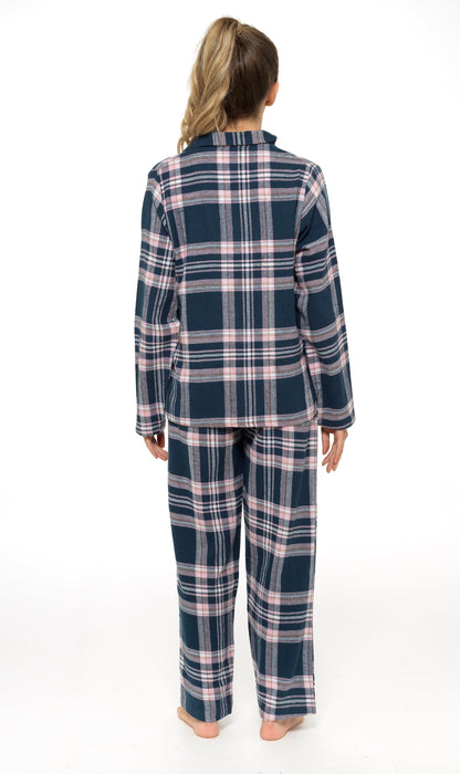 OLIVIA ROCCO Women's Flannelette Check Pyjama Set Soft Brushed Cotton Cosy Easy-Care Nightwear Set