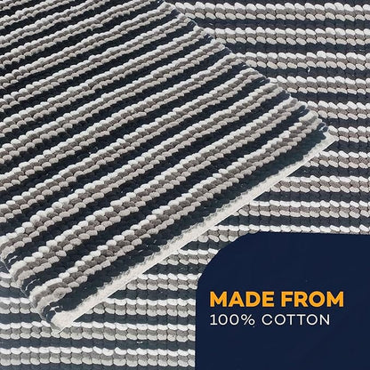 OLIVIA ROCCO Amalfi 2 Piece Bath Mat Set 100% Cotton Jumbo Plush Absorbent Pedestal Bath