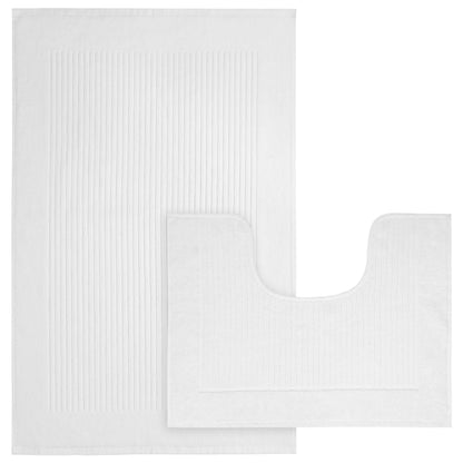 OLIVIA ROCCO Monaco 2 Piece Bath Mat And Pedestal Set Non Slip Water Absorbent 100% Cotton Easy-Care Hotel-Quality Textile