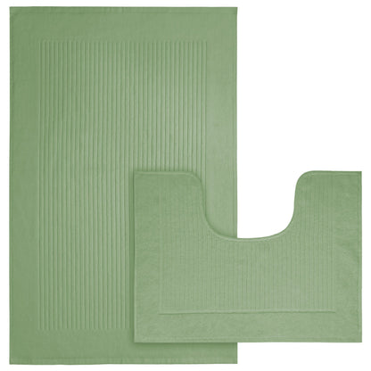 OLIVIA ROCCO Monaco 2 Piece Bath Mat And Pedestal Set Non Slip Water Absorbent 100% Cotton Easy-Care Hotel-Quality Textile