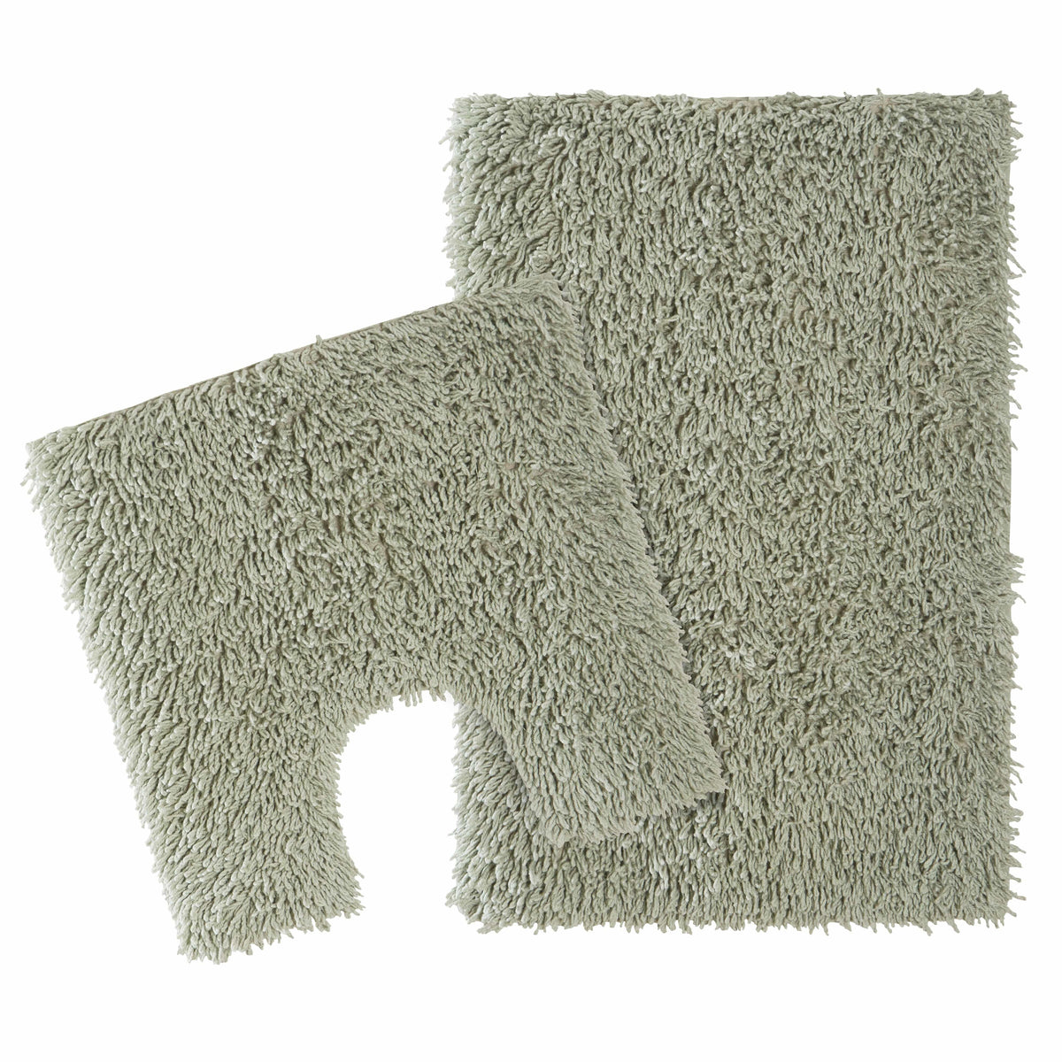 OLIVIA ROCCO Como 2 Piece Sage Green Bath Mat And Pedestal Set Non Slip Super Absorbent