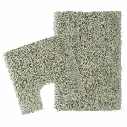 OLIVIA ROCCO Como 2 Piece Sage Green Bath Mat And Pedestal Set Non Slip Super Absorbent
