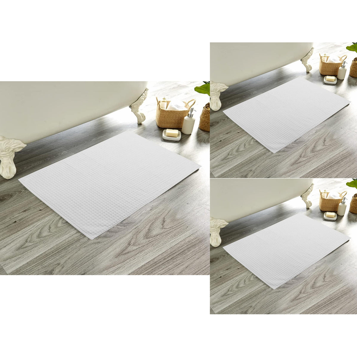 OLIVIA ROCCO Pack Of 3 Luxe Ultra-Soft Deep Cotton Pile Bathmats Eco-Friendly Absorbent