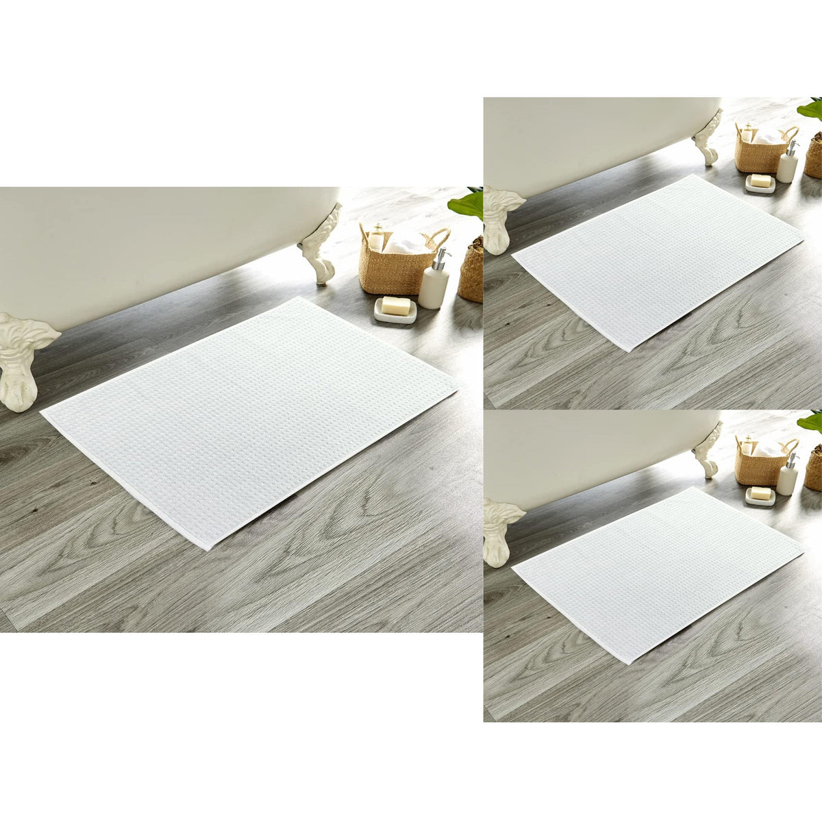 OLIVIA ROCCO Pack Of 3 Luxe Ultra-Soft Deep Cotton Pile Bathmats Eco-Friendly Absorbent