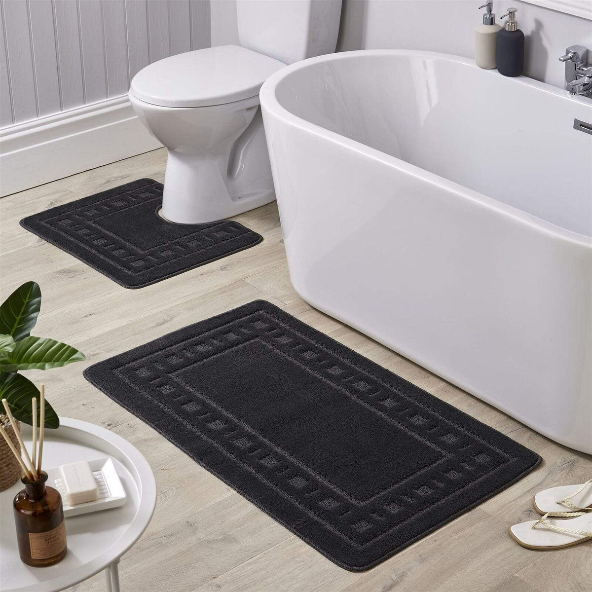 OLIVIA ROCCO Jumbo Miami Bath Mat Set Ultra Soft Non-Slip Ultra-Absorbent For Stylish