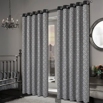 OLIVIA ROCCO Milano Geometric Blackout Curtains Thermal Insulated Eyelet Pair Pencil Pleat