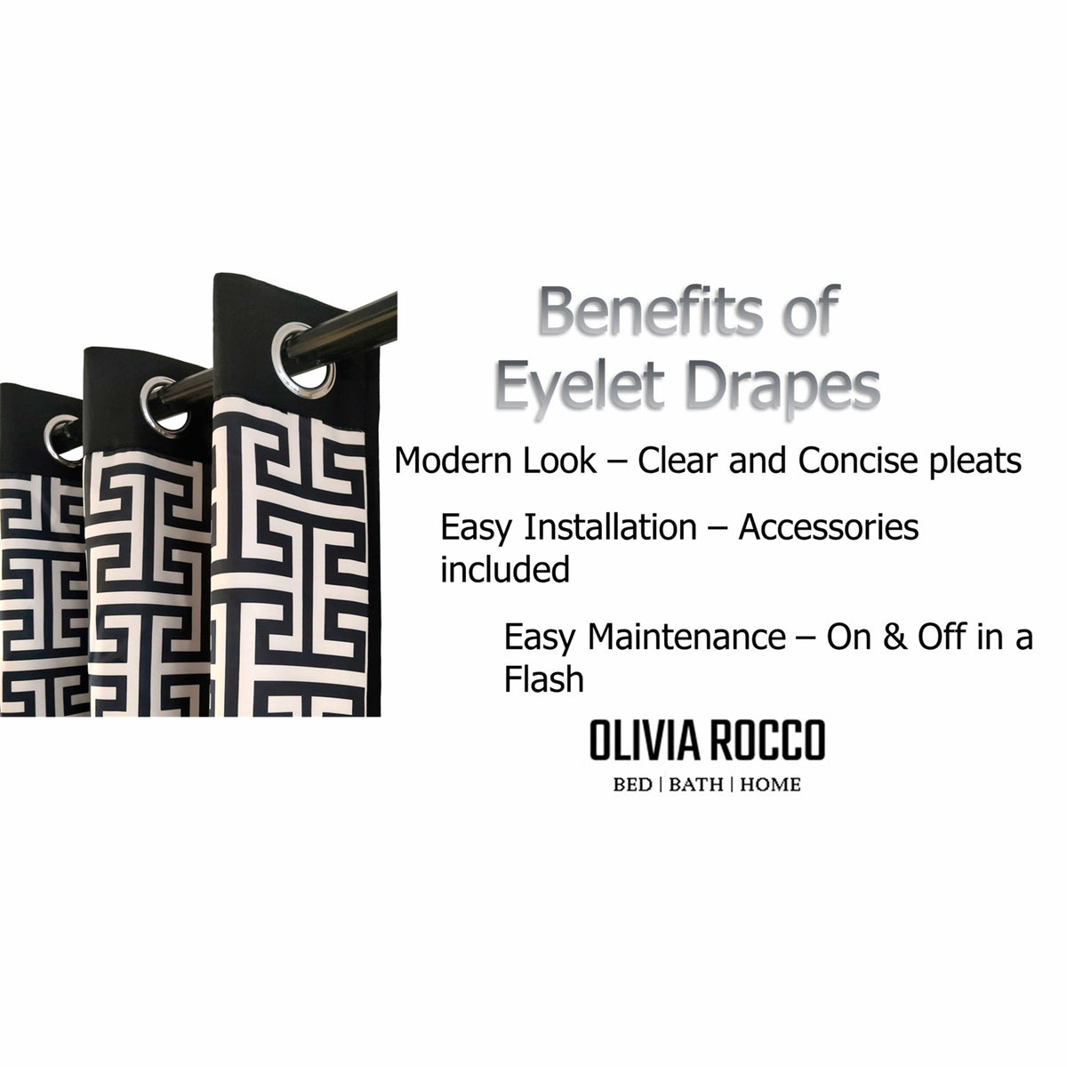 OLIVIA ROCCO Milano Geometric Blackout Curtains Thermal Insulated Eyelet Pair Pencil Pleat