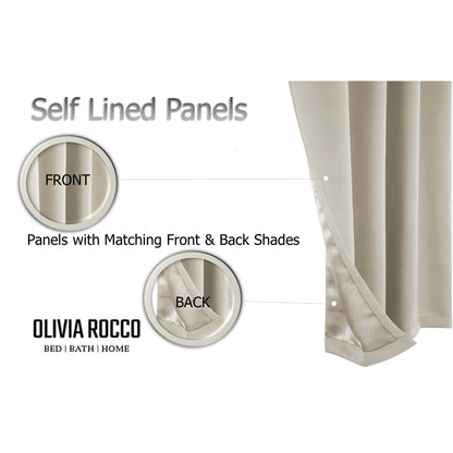OLIVIA ROCCO Blackout Thermal Eyelet Curtains Natural colour Energy Efficient Ring Top