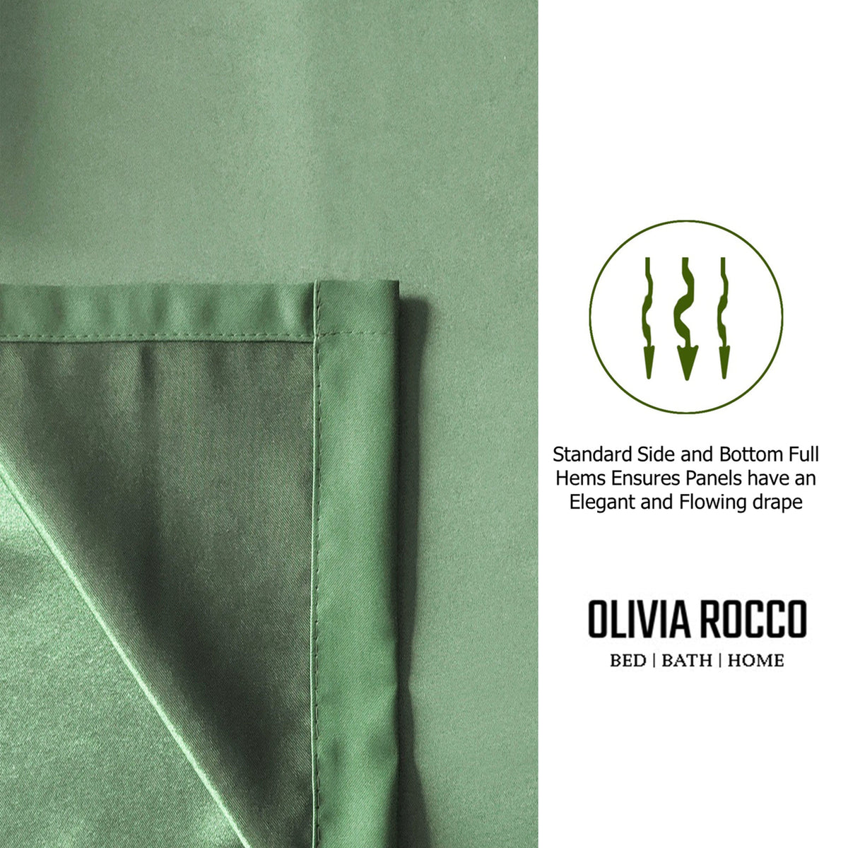 OLIVIA ROCCO Blackout Sage Green Eyelet Curtains Thermal Ring Top Window Treatments