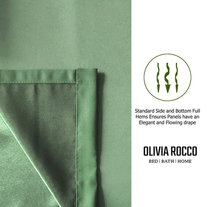 OLIVIA ROCCO Blackout Sage Green Eyelet Curtains Thermal Ring Top Window Treatments