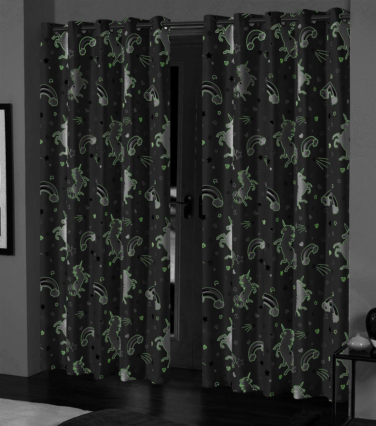 OLIVIA ROCCO Glow In The Dark Blackout Curtains With Thermal Panels Eyelet Pencil Pleat