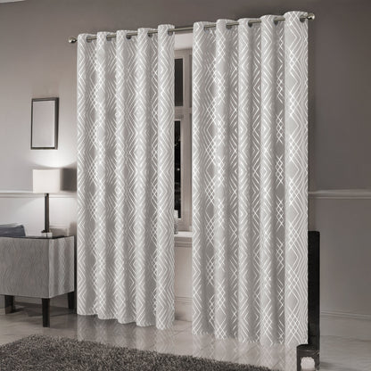 OLIVIA ROCCO Geometric Sparkle Blackout Curtains Natural Thermal Insulated Eyelet Ring Top