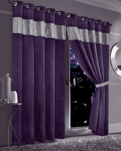 OLIVIA ROCCO Diamante Blackout Curtains With Glitz Detailing Eyelet Ring Top Sold As Pair
