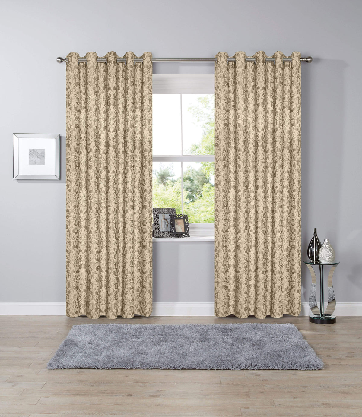 OLIVIA ROCCO Savoy Hand Woven Jacquard Curtains Cotton Blend Eyelet Ring Top OEKO-TEX