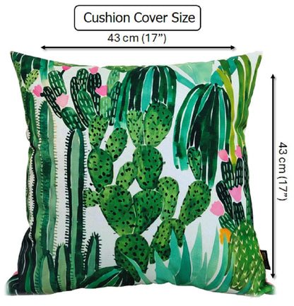 OLIVIA ROCCO Cactus Outdoor Waterproof Cushion Covers 43 x 43 cm Garden Patio for Sofa and Bedroom Styling