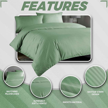 OLIVIA ROCCO Mayfair Stripe Satin Reversible Duvet Cover Set With Comforter Multiple