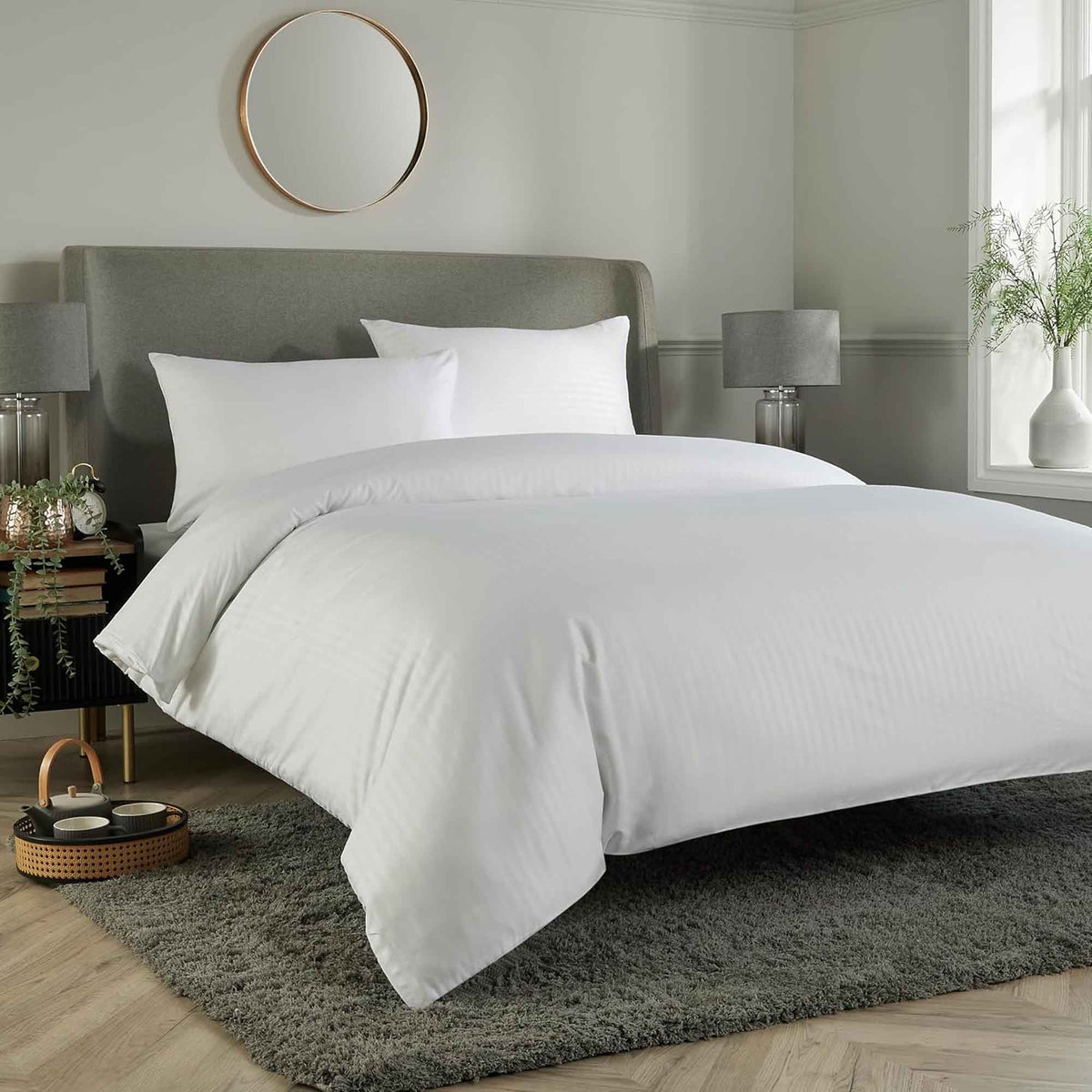 OLIVIA ROCCO Mayfair Stripe Satin Reversible Duvet Cover Set With Comforter Multiple