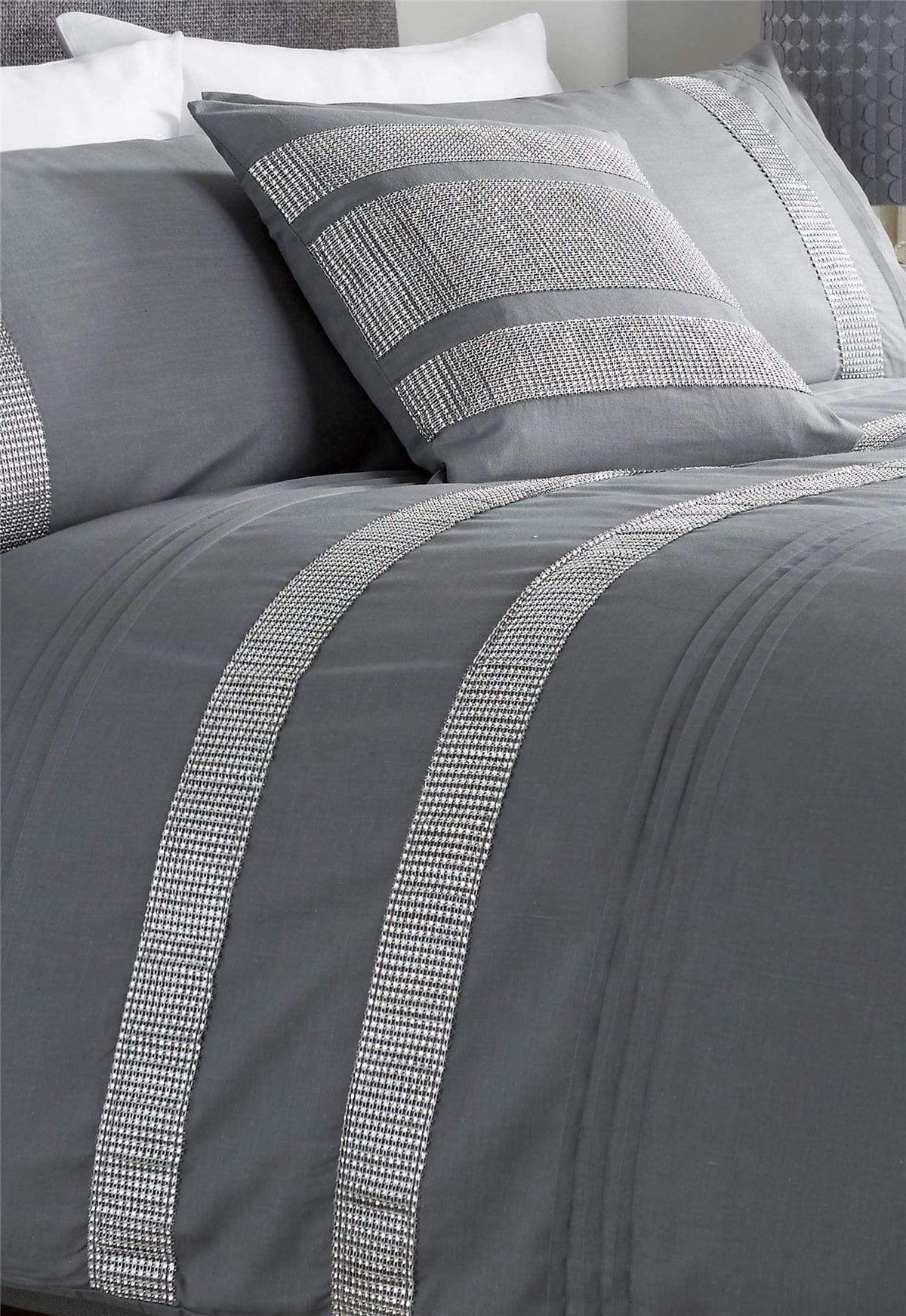 OLIVIA ROCCO Diamante Glitz Cotton Rich Duvet Set With Handwoven Crystal Detailing